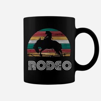 Rainbow Cowboy Rodeo Bucking Bronco Horse Retro Style Coffee Mug | Crazezy