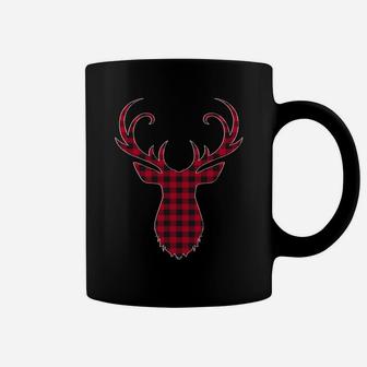 Red And Black Buffalo Plaid Reindeer Christmas Deer Pajama Sweatshirt Coffee Mug | Crazezy