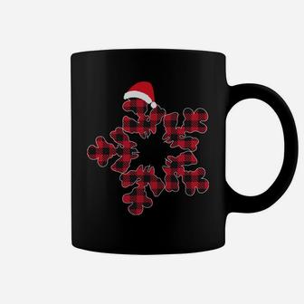 Red & Black Christmas Buffalo Plaid Snowflakes Santa Hat Coffee Mug | Crazezy