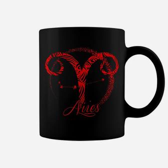 Red Aries Zodiac Sign Stars March Or April Birthday Gift Coffee Mug | Crazezy