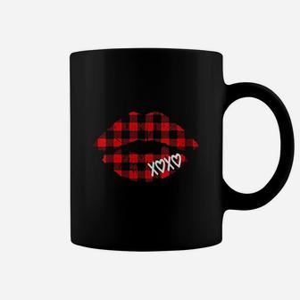 Red Buffalo Plaid Lips Coffee Mug | Crazezy