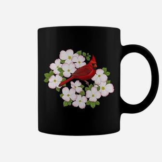 Red Cardinal Bird & Pink Dogwood Flower T-Shirt Coffee Mug | Crazezy UK