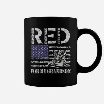 Red Friday For My Grandson Deployed Military Veteran Us Flag Coffee Mug | Crazezy