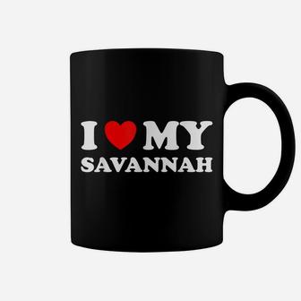 Red Heart I Love My Savannah Cat Lovers Coffee Mug | Crazezy DE