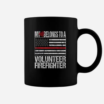 Red Line Flag Fireman Wife Girlfriend Volunteer Firefighter Coffee Mug | Crazezy DE