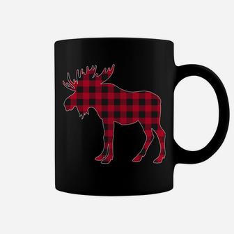 Red Plaid Buffalo Moose Christmas Matching Family Pajama Coffee Mug | Crazezy