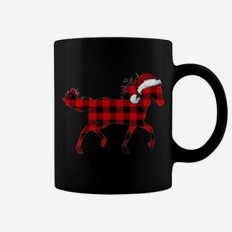 Red Plaid Horse Christmas Funny Horse Santa Hat Xmas Gift Sweatshirt Coffee Mug | Crazezy