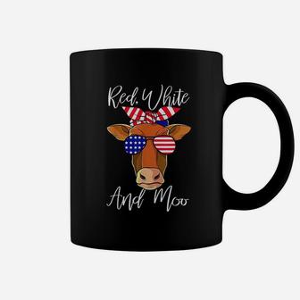 Red White And Moo Patriotic Cow Usa Flag Funny 4Th Of July Coffee Mug | Crazezy