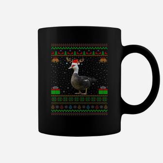 Reindeer Santa Hat Matching Ugly Muscovy Duck Christmas Coffee Mug | Crazezy CA