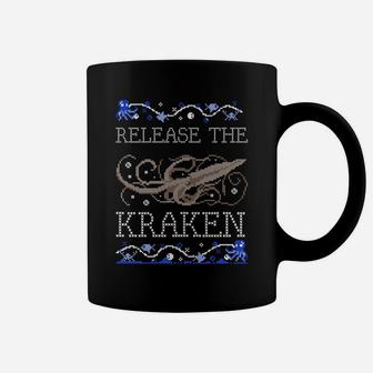 Release The Kraken Funny Ugly Christmas Sweater Design Coffee Mug | Crazezy DE