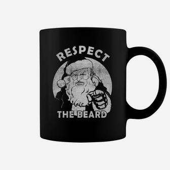Respect The Beard Distressed Santa Claus Funny Christmas Coffee Mug | Crazezy
