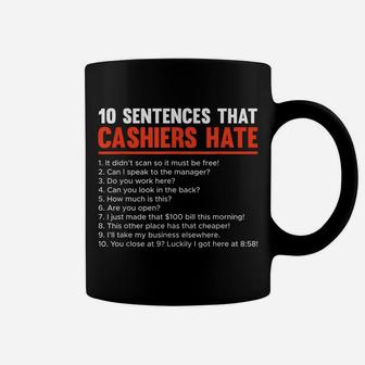 Retail Worker Funny 10 Sentences Cashier Coffee Mug | Crazezy UK