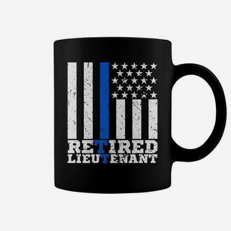 Retired Lieutenant Police Retirement Thin Blue Line Usa Flag Coffee Mug | Crazezy CA