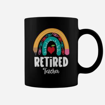 Retired Teacher, Funny Boho Rainbow For Teachers Coffee Mug | Crazezy