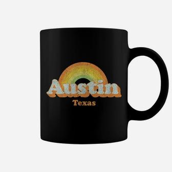 Retro Austin Texas Tx T Shirt Vintage 70S Rainbow Tee Design Coffee Mug | Crazezy