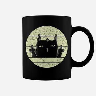 Retro Cat | Vintage Annoyed Black Cat In Bad Mood Cat Lover Coffee Mug | Crazezy DE