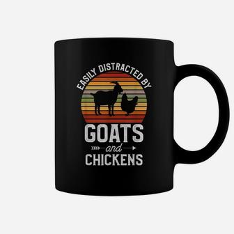 Retro Easily Distracted By Goats And Chickens Farm Animals Coffee Mug | Crazezy