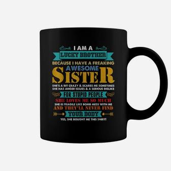 Retro I Am A Lucky Brother Christmas Gift For Brother Coffee Mug | Crazezy AU