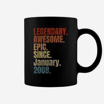 Retro Legendary Since January 2008 T Shirt 12 Years Old Coffee Mug | Crazezy DE