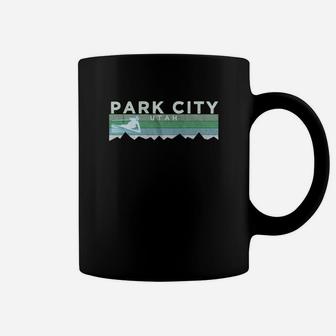 Retro Park City, Utah Distressed Skiing Coffee Mug | Crazezy CA