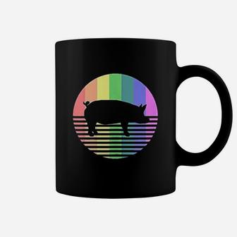 Retro Pig Rainbow Pig Farm Animal Coffee Mug | Crazezy
