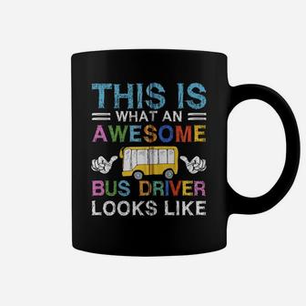 Retro School Bus Driver Graphic Gift, School Bus Design Zip Hoodie Coffee Mug | Crazezy