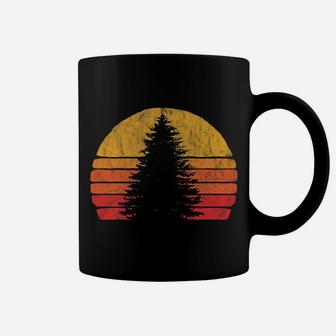 Retro Sun Minimalist Pine Tree Design - Graphic 80'S Coffee Mug | Crazezy CA