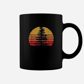 Retro Sun Minimalist White Pine Tree Illustration Graphic Coffee Mug - Thegiftio UK