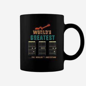 Retro Worlds Greatest Dad Funny Guitar Fret Chords Coffee Mug - Thegiftio
