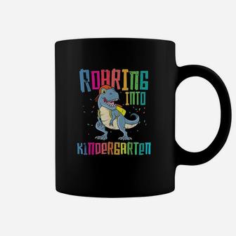 Roaring Into Kindergarten T Rex Back To School Boy Dinosaur Coffee Mug | Crazezy AU