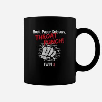 Rock Paper Scissors Throat Punch I Win Gift Coffee Mug | Crazezy UK