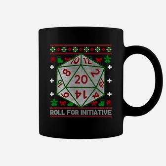 Roll For Initiative D20 Dungeons Ugly Christmas Sweater Sweatshirt Coffee Mug | Crazezy CA