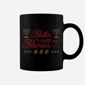 Rollin With My Homies Happy Hanukkah Ugly Christmas Sweater Sweatshirt Coffee Mug | Crazezy UK