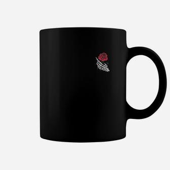 Rose Aesthetic Rose White Skeleton Hand Holding A Red Rose Coffee Mug | Crazezy