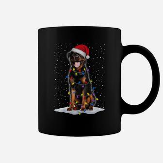 Rottweiler Santa Christmas Tree Lights Xmas Gifts Coffee Mug | Crazezy UK