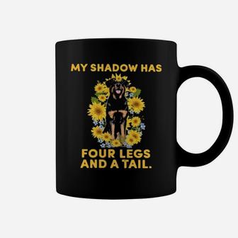 Rottweiler Sunflower My Shadow Has Four Legs And A Tail Coffee Mug - Monsterry CA