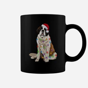 Saint Bernard Christmas Lights Xmas Dog Lover Santa Hat Coffee Mug | Crazezy