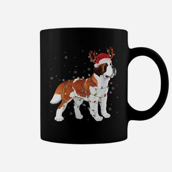 Saint Bernard Santa Hat Reindeer Christmas Lights Xmas Gift Sweatshirt Coffee Mug | Crazezy AU