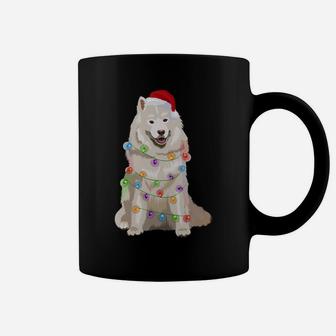 Samoyed Christmas Lights Xmas Dog Lover Santa Hat Coffee Mug | Crazezy