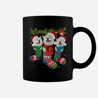 Samoyed In Christmas Socks Sweatshirt Coffee Mug | Crazezy CA
