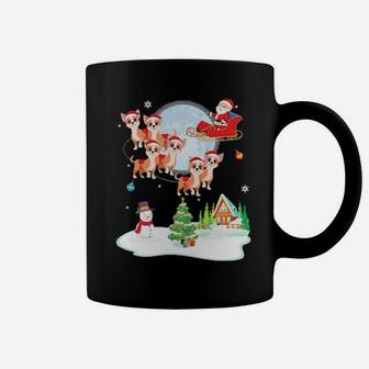 Santa Claus Chihuahua Dogs Snowman Dance Noel Presents Coffee Mug - Monsterry