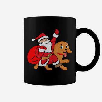 Santa Claus Riding Dog Cute Coffee Mug - Monsterry AU