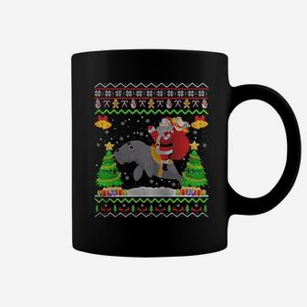Santa Claus Riding Manatee Ugly Coffee Mug - Monsterry