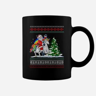 Santa Claus Riding On A Unicorn Ugly Christmas Funny Coffee Mug | Crazezy DE