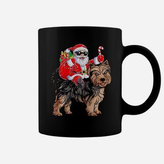 Santa Claus Riding Yorkshire Terrier Xmas Gifts Dog Coffee Mug - Monsterry UK