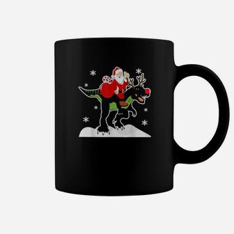 Santa Claus Trex Dino Reindeer Winter Coffee Mug - Monsterry AU