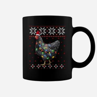 Santa Hat Christmas Lights Chicken Sweater, Funny Xmas Tree Sweatshirt Coffee Mug | Crazezy AU