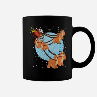 Santa Riding Cocker Spaniel Reindeer Funny Xmas Coffee Mug - Monsterry