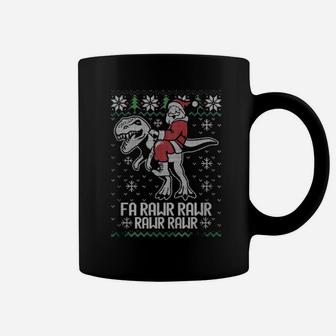 Santa Riding T Rex Fa Rawr Rawr Rawr Rawr Coffee Mug - Monsterry