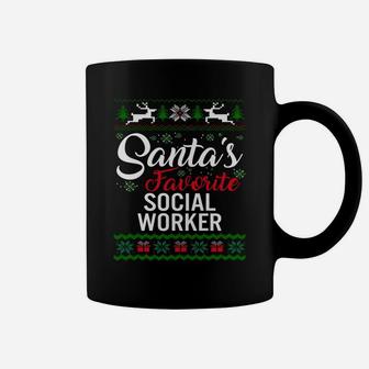 Santas Favorite Social Worker Christmas Ugly Family Sweatshirt Coffee Mug | Crazezy